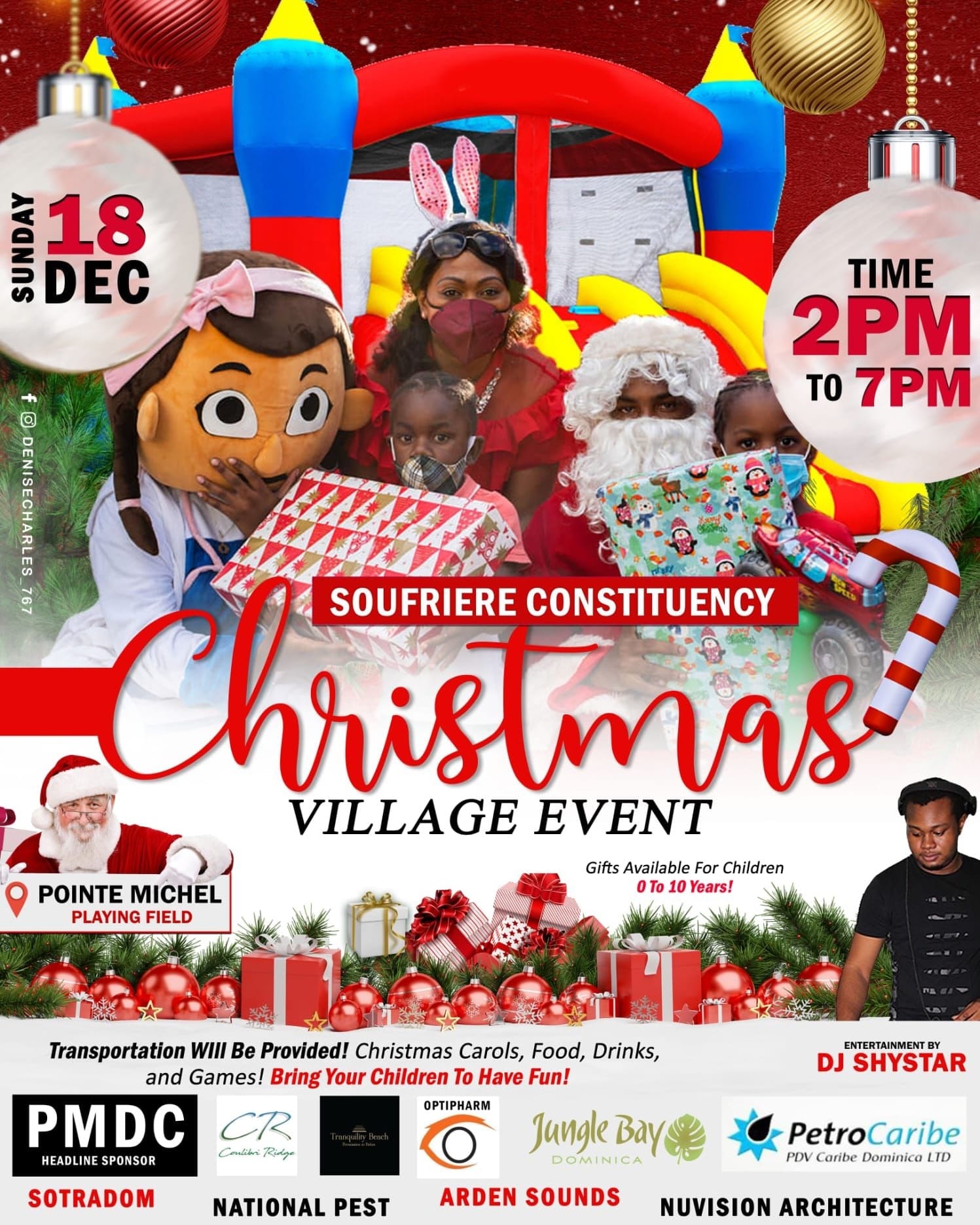 Dominica: Denise Charles hosts Christmas village event, distributes gifts to Children