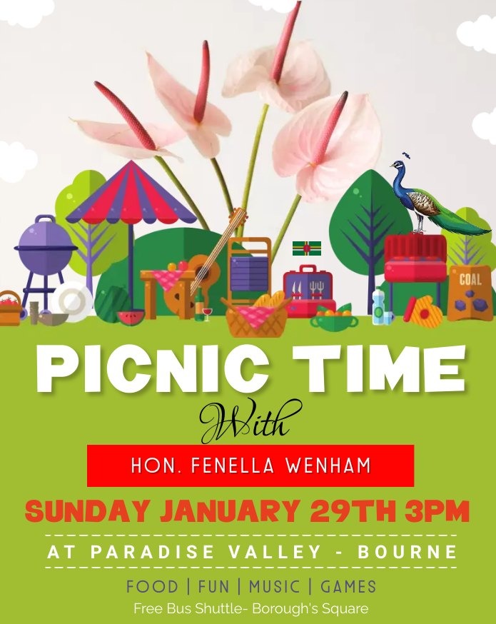 Dominica: Fenella Wenham invites citizens of Bourne in "Family Picnic Time"