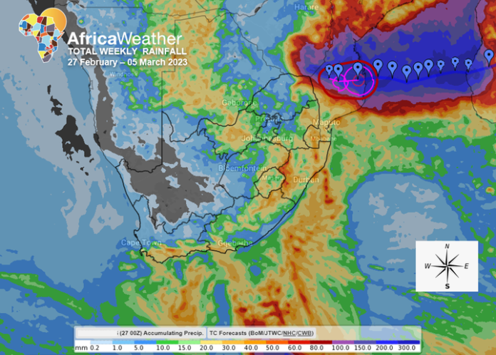 Africa Weather Forecast from predicts light rainfall from isolated storms