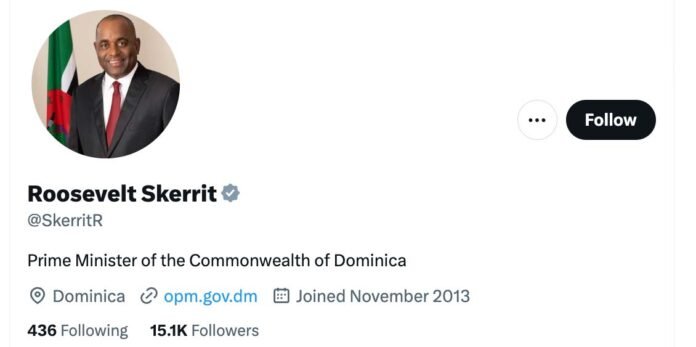 Dominica's PM Roosevelt Skerrit receives coveted grey tick on Twitter