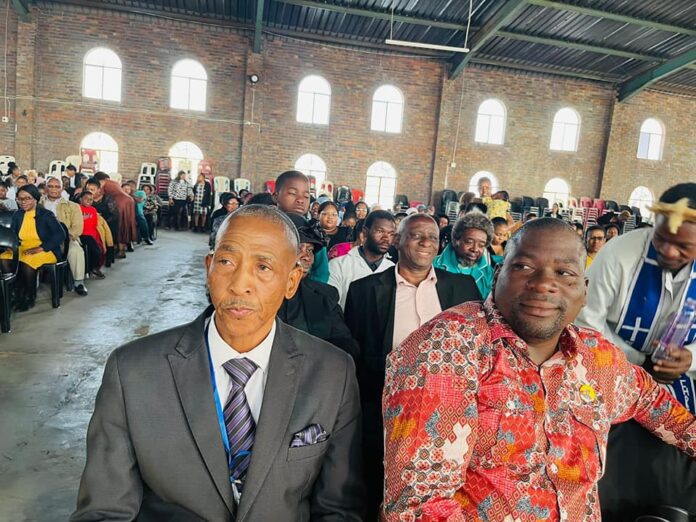 Amajuba Mayor Cllr Ndabuko Zulu attends Sunday service at Enyonini Zion church