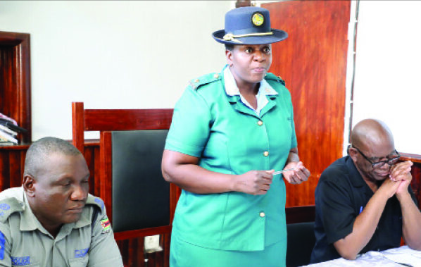 Bulawayo Provincial Police spokesperson - Assistant Inspector Nomalanga Msebele with other police officers