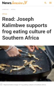 Joseph Kalimbwe shared screenshot of article covered by News Invasion 24