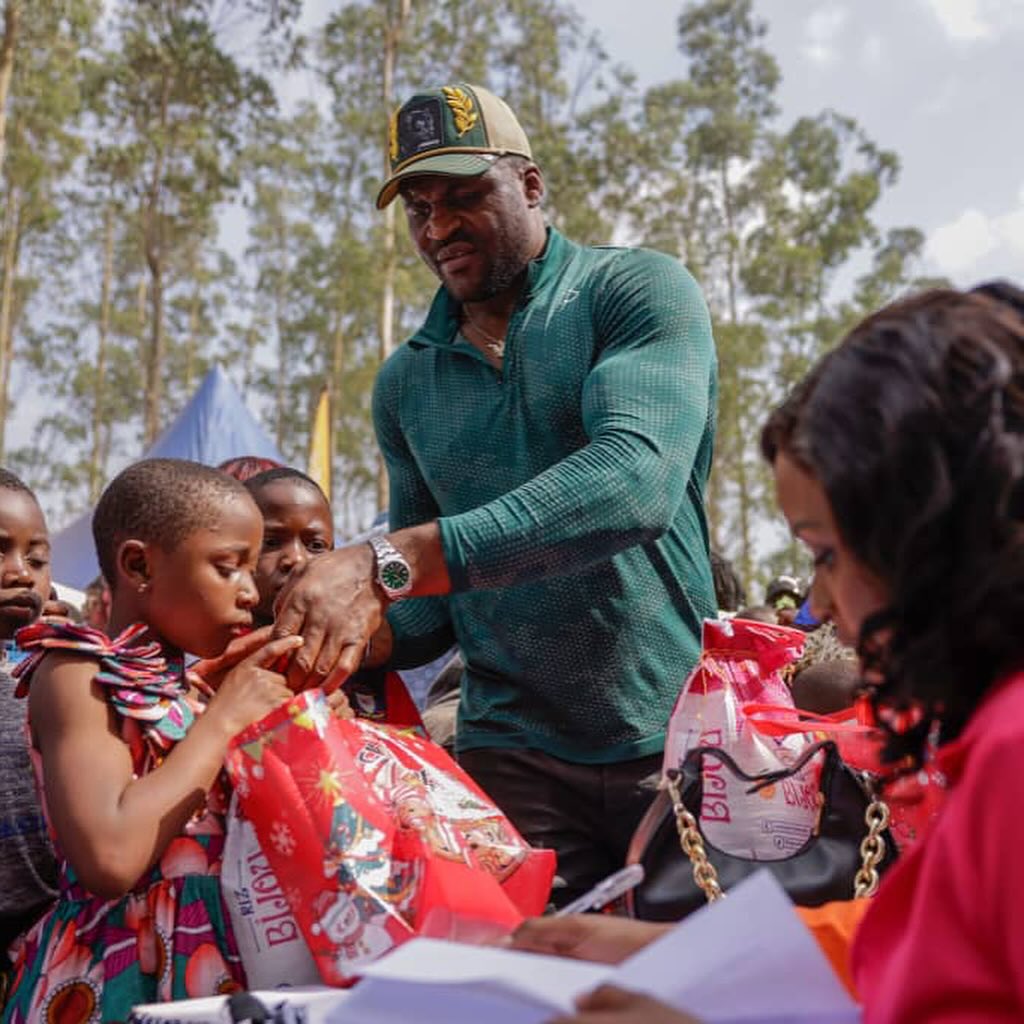 Francis N'Gannou celebrating New Year with children at Live Alive Foundation