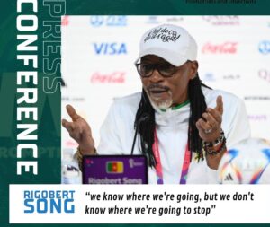 Coach Rigobert Song at the Press Conference