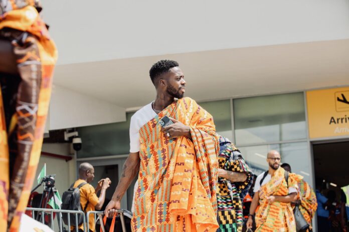 National Football Team of Ghana - Black Stars arrived in traditional dress 'Kente'