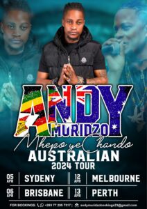 Afro singer Andy Muridzo to organise concert in Australia
