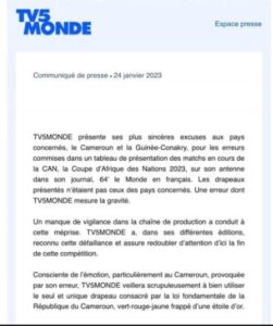 Apology note released by TV5 MONDE