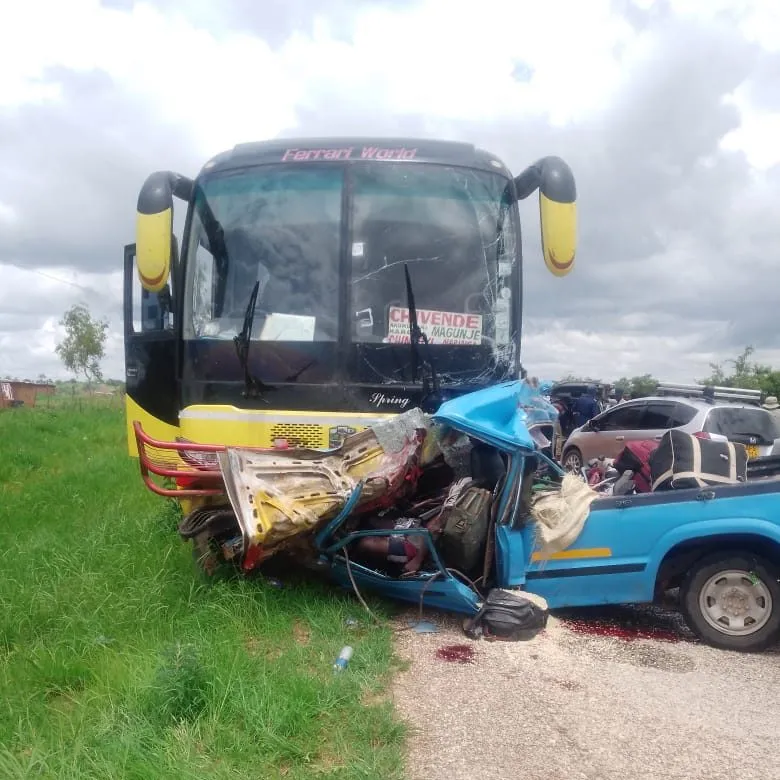 accident between CAG bus and Mazda truck