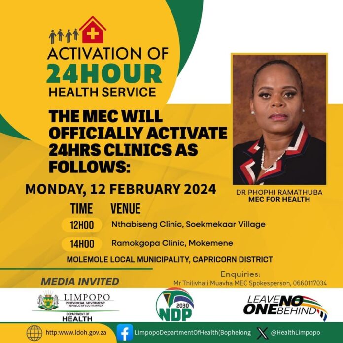 Limpopo MEC Phophi Ramathuba launches 24-hour health facility in town