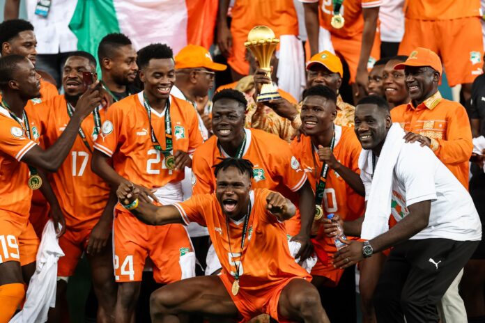 National team of football of Ivory Coast after winning AFCON 2023 Cup