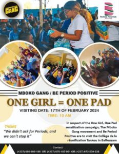 Poster shared by Jovi of Mboko Day campaign One Girl=One Pad 