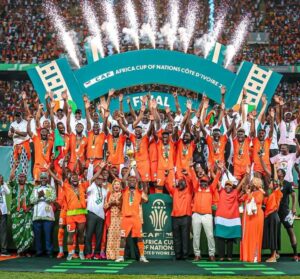Ivory Coast team with the AFCON 2023 trophy