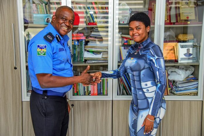 Nigerian Robo Girl Jarvis with Nigerian Police Officers