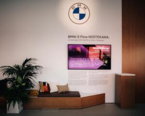 BMW office showing BMW Art Car information by Esther Mahlangu