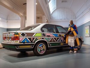 Dr Esther Mahlangu with BMW Art Car