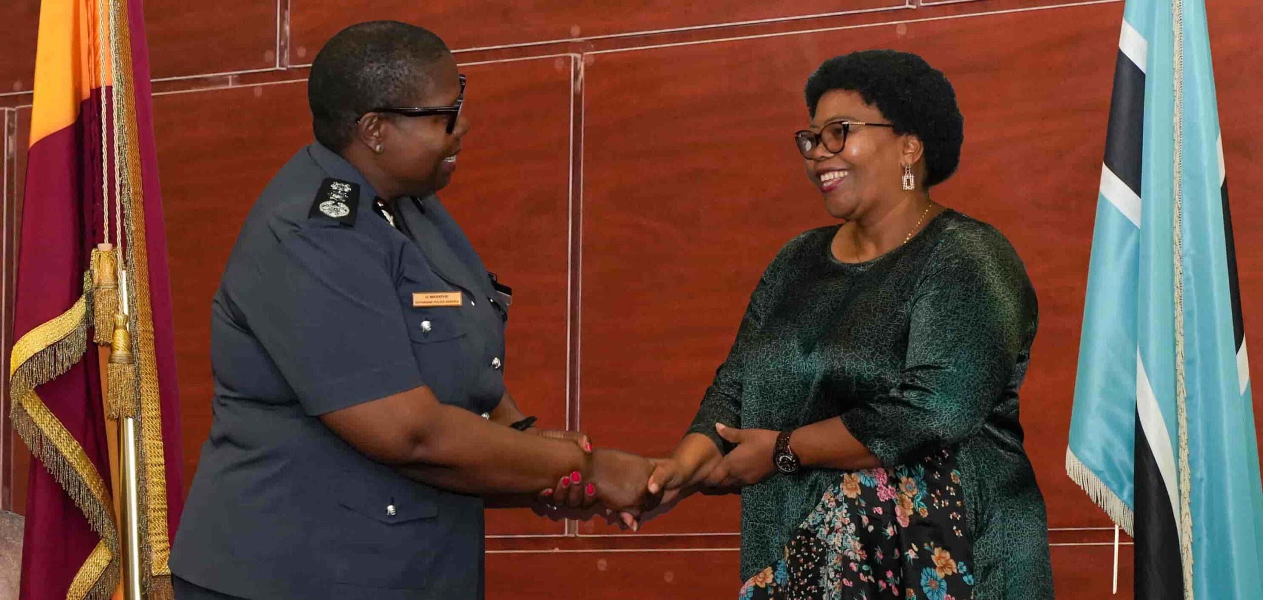 Commissioner Dinah Marathe welcomes Philda Kereng for courtesy call, Image: facebook