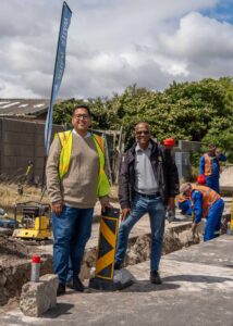 Councillor Zahid Badroodien at the site of replacement 