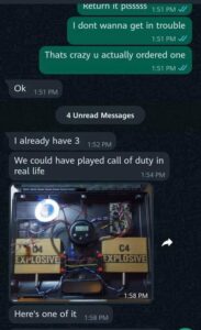 Whats app chat related to vehicle bomb 