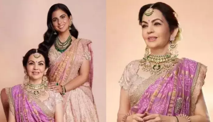 Nita Ambani with daughter Isha Ambani in Zambian emeralds