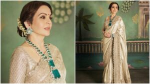 Nita Ambani wearing Zambian emerald set