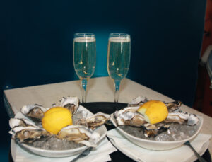 Photograph of the Oysters with drinks that will be served at the festival