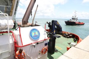Kenya Ports Authority vessel that received Chinese vessel MV Zhen Hua 24 arrived at Port of Lamu, Kenya