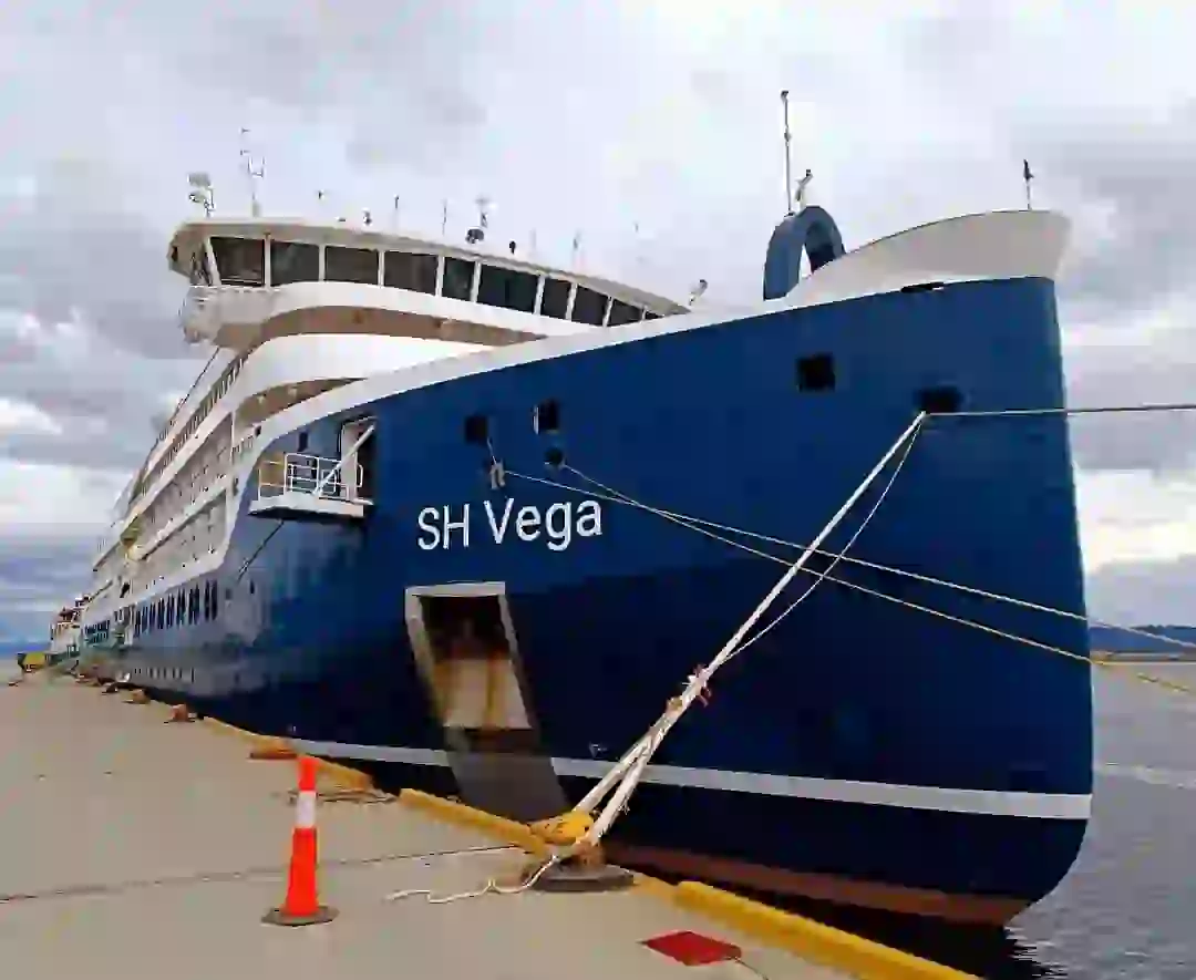 SH Vega Cruise Ship arrives at Elmina Fishing Harbour, Ghana