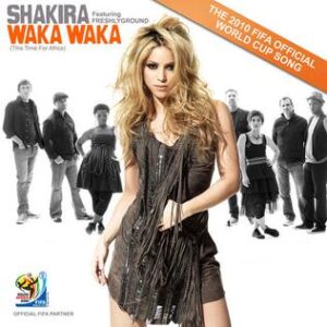 Waka Waka song music disc cover photo featuring Shakira and Freshlyground 