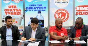 Sun Group of Companies while signing the sponsorship deal with FCB Nyasa Big Bullets Water Refresh Project