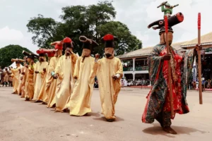 troupe performing traditional dance at the opening ceremony of Bamoun Museum 