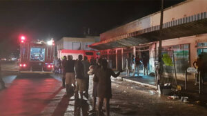 Photograph from the place where Fire that broke out in Chinhoyi central shops