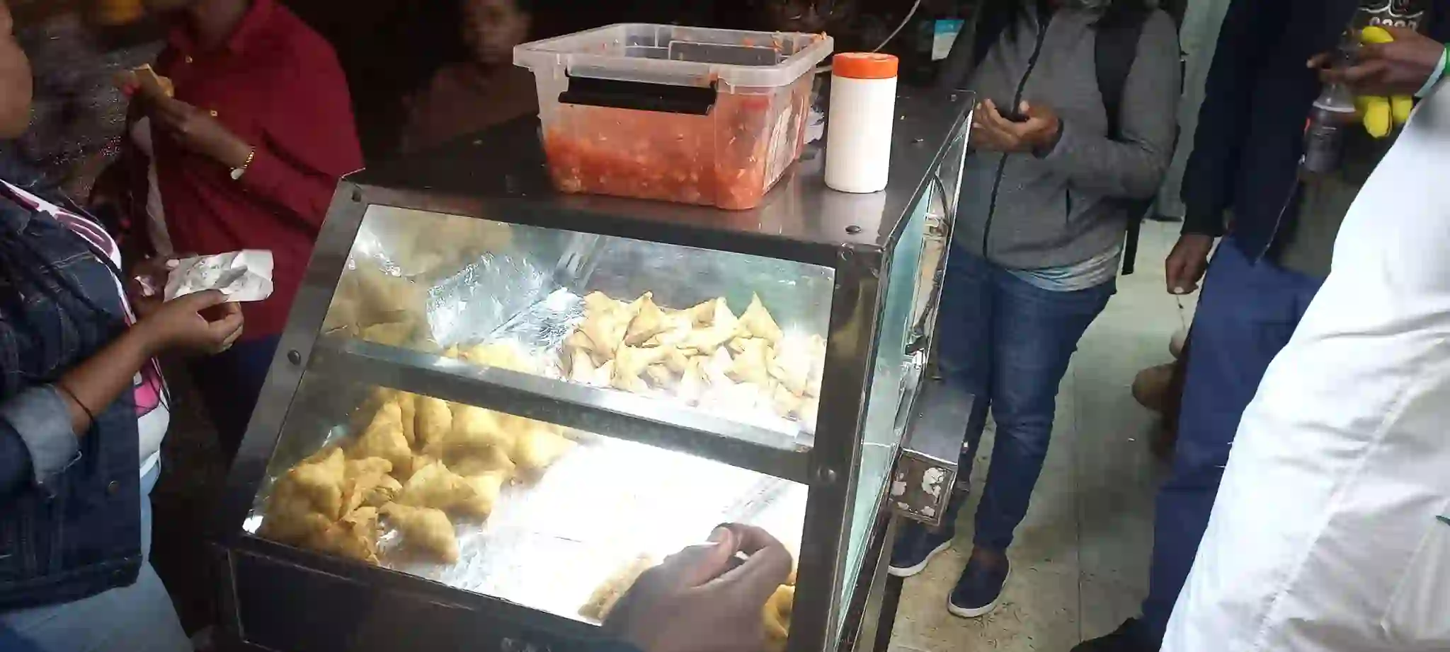 Samosas stuffed with Kachumbali served at locals streets of Kenya