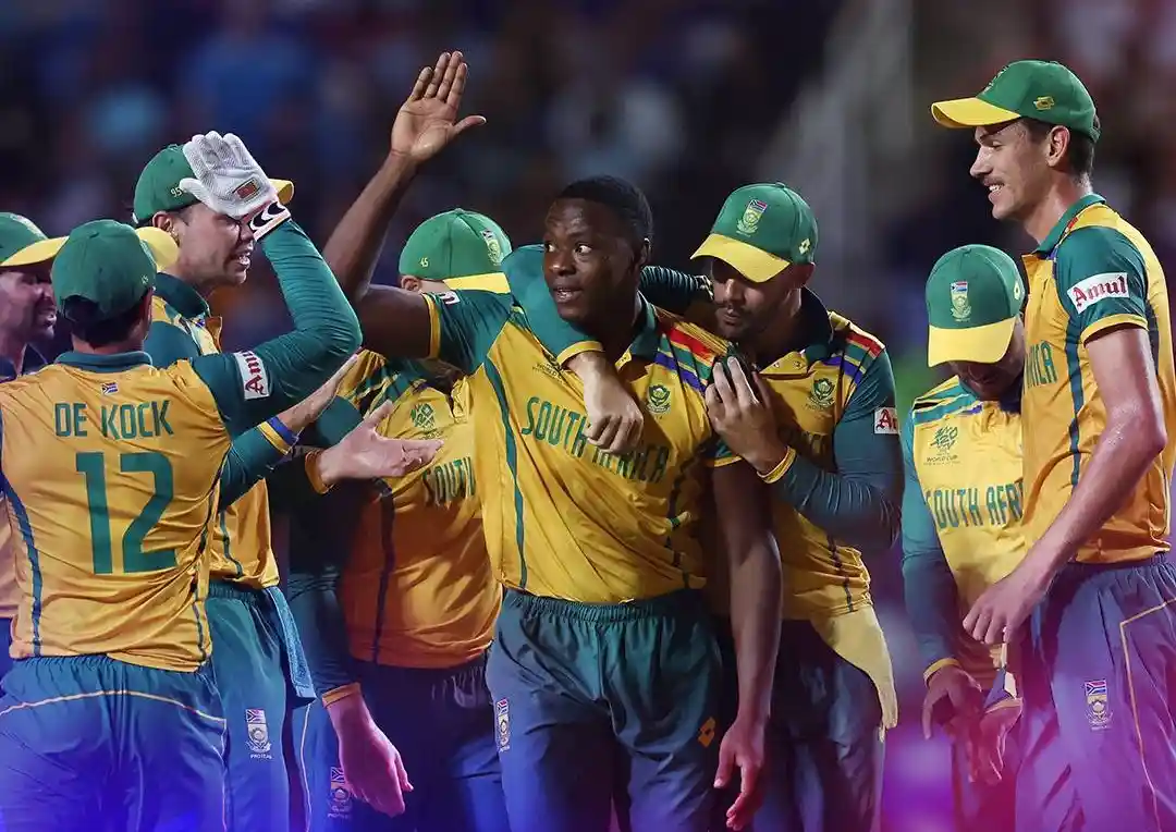 Team South Africa celebrating their win from Afghanistan