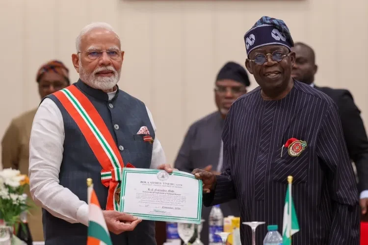 Prime Minister of India Narendra Modi and President of Nigeria Bola Ahmed Tinubu