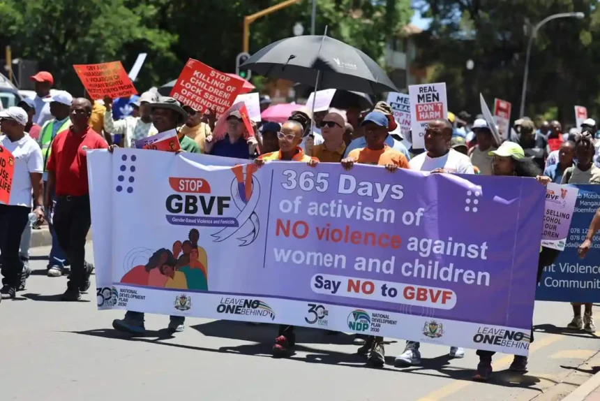 Acting Free State Premier, Jabu Mbalula led an Anti GBVF Peaceful March in Bloemfontein on Wednesday with many stakeholders