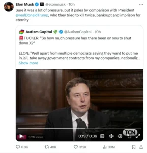 Elon Musk showing his support to Donald Trump