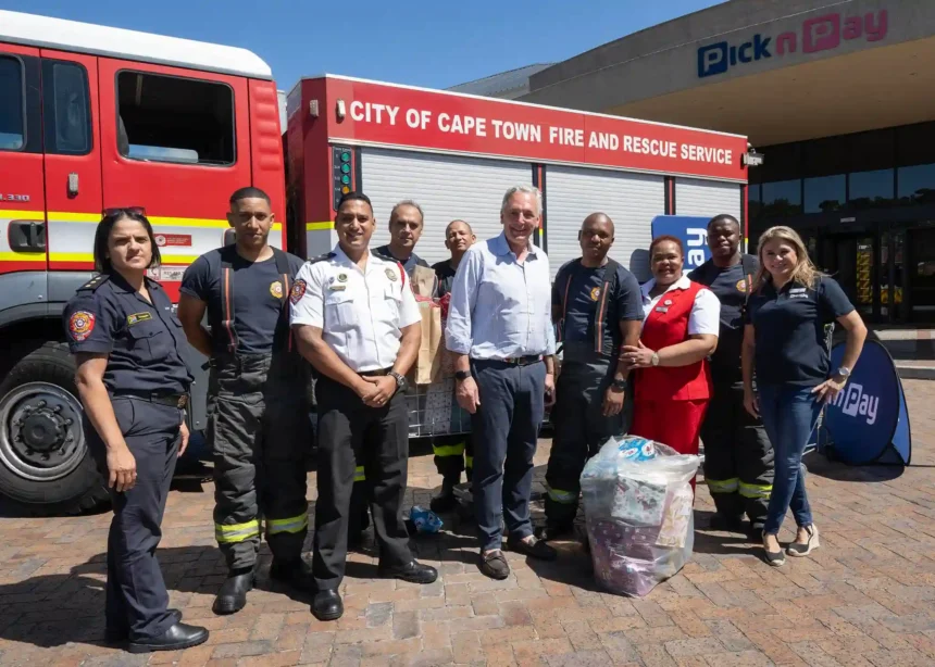 City of Cape Town Firefighters while making donation at eight care facilities