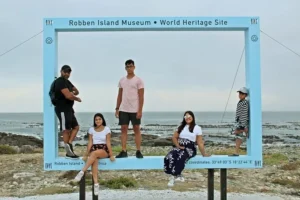 Tourists at Table Mountain Top of Robben Island Museum, Cape Town