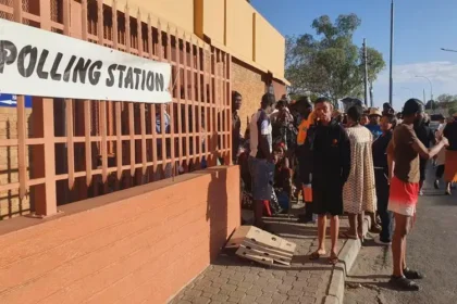 Namibians standing at the polling booth to vote