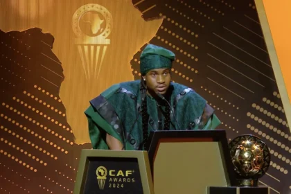 Ademola Lookman after receiving the CAF Men’s Footballer of the Year at the 2024 CAF Awards