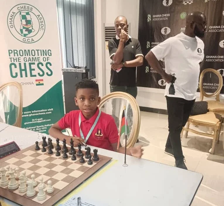 Malawi boy Alipo Namangale at 2024 African Schools Chess Championship at Accra, Ghana