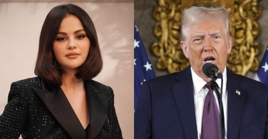 Selena Gomez (left) and Donald Trump (right)