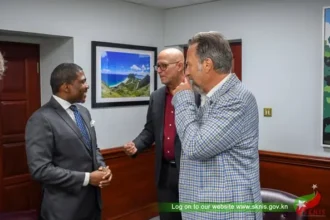 Dr Terrance Drew met with representatives from Solidus Corp regarding the highly anticipated St Kitts Ritz-Carlton Resort Hotel and Residences, Image: Facebook