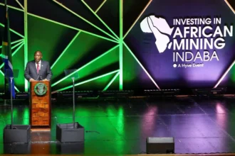 President Cyril Ramaphosa at the African Mining Indaba 2025 exhibition in Cape Town