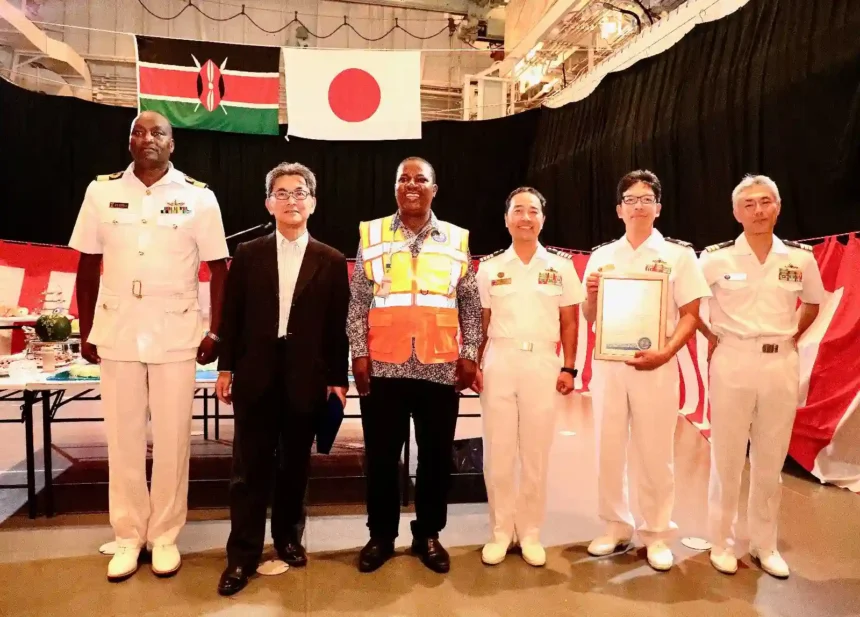 Officials from the vessel that docked at Port of Mombasa in Kenya