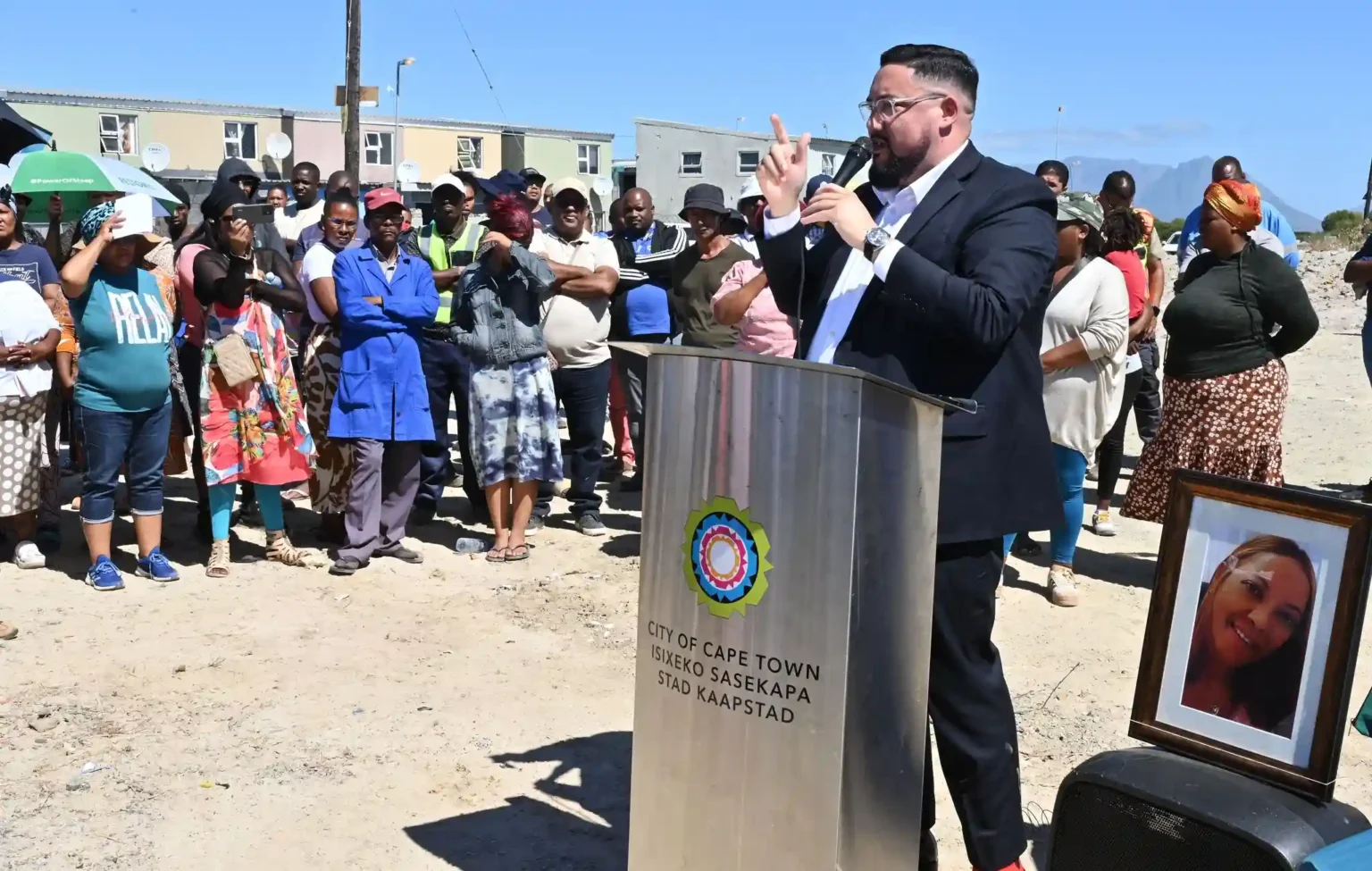 Councillor Carl Pophaim at the relaunch of ACSA Symphony Way housing project in Cape Town