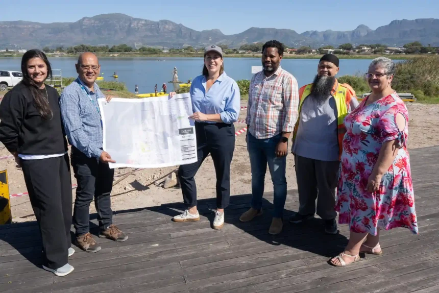 Councilor Francine Higham with the construction team at Princess Vlei Park of Cape Town