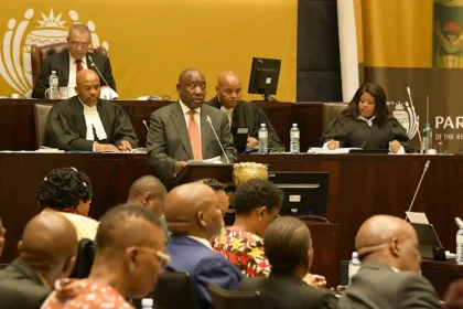President Cyril Ramaphosa while updating the Parliament at the National Assembly in South Africa