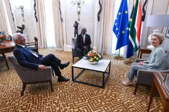 President Cyril Ramaphosa with EU officials at EU-South Africa Summit